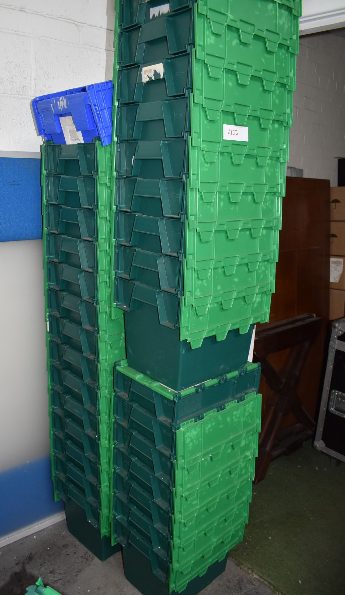 32 x Heavy Duty Compact Plastic Stackable Storage Boxes With Attached Hinged Lids - Dimensions: - Image 2 of 6