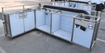 1 x Commercial Stainless Steel Bespoke Preperation L Shaped Counter Frame With 3 Phase and 240v