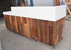 1 x Commercial Coffee Shop Preperation Counter With Natural Wooden Fascia, Hard Wearing Hygenic