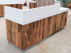 1 x Commercial Coffee Shop Preperation Counter With Natural Wooden Fascia, Hard Wearing Hygenic