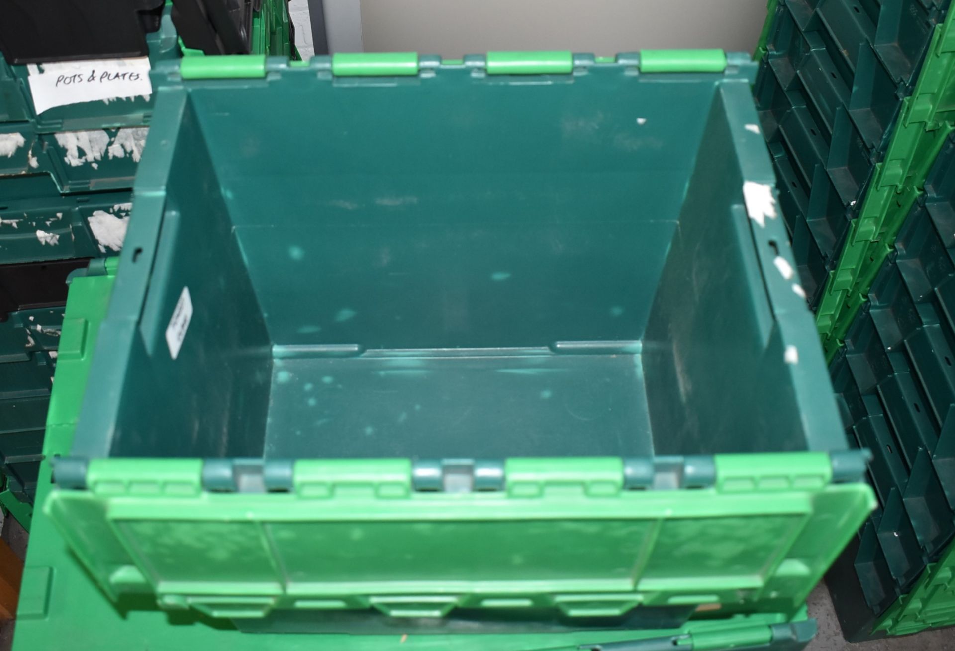 32 x Heavy Duty Compact Plastic Stackable Storage Boxes With Attached Hinged Lids - Dimensions: - Image 4 of 6