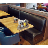 1 x Restaurant Seating Bench With a Black Faux Leather Upholstery - Approx 9ft in Length