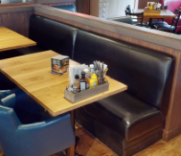 1 x Restaurant Seating Bench With a Black Faux Leather Upholstery - Approx 9ft in Length