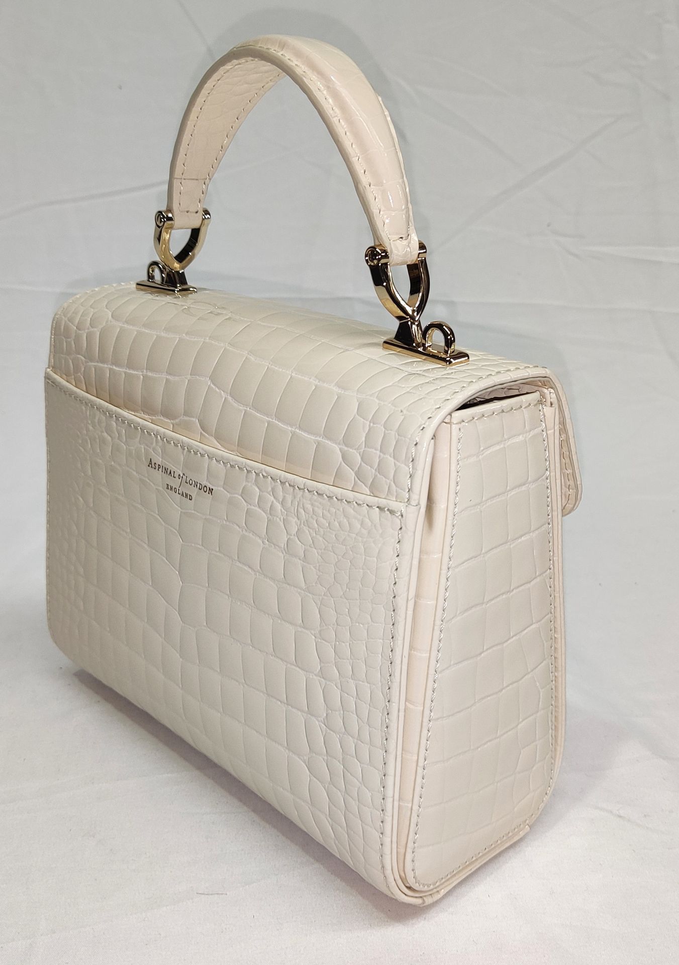 1 x ASPINAL OF LONDON Mayfair Midi Bag In Soft Taupe Patent Croc - Original RRP £595 - Ref: - Image 6 of 24
