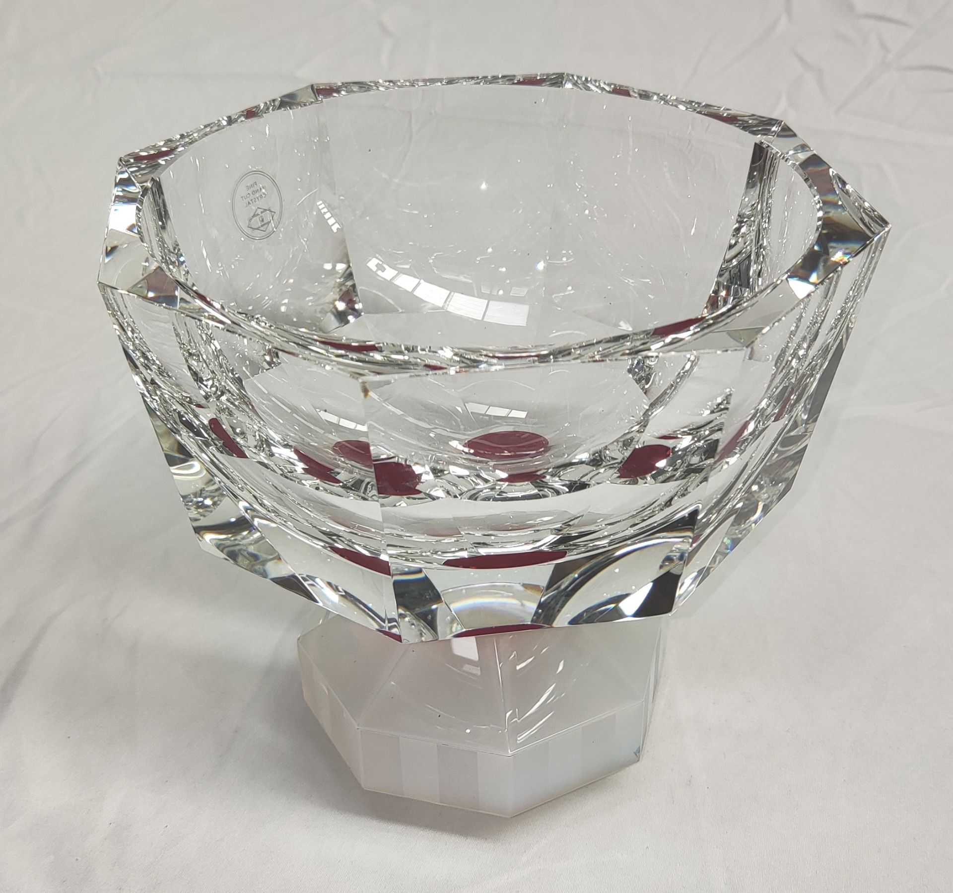 1 x REFLECTIONS COPENHAGEN Halifax Hand-Cut Crystal Glass Bowl In Clear/Milk/Plum - Original RRP £ - Image 7 of 21