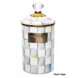 1 x MACKENZIE CHILDS Sterling Check Enamel Canister - Large - Original RRP £150 - Ref: 7145211/