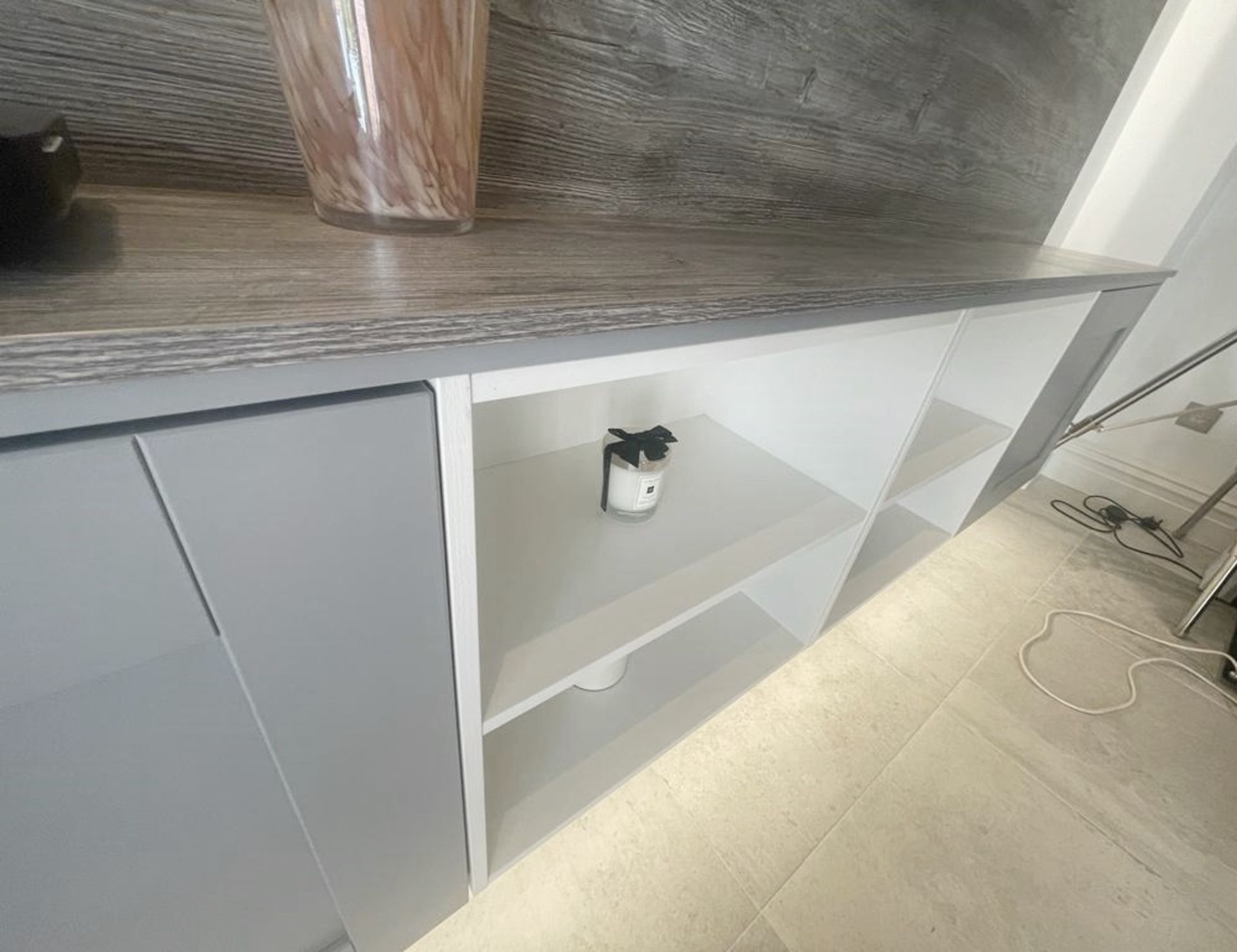 1 x Modern 2.4-Metre Wide TV Wall Unit with Storage in a Limed Oak Finish - Image 3 of 8