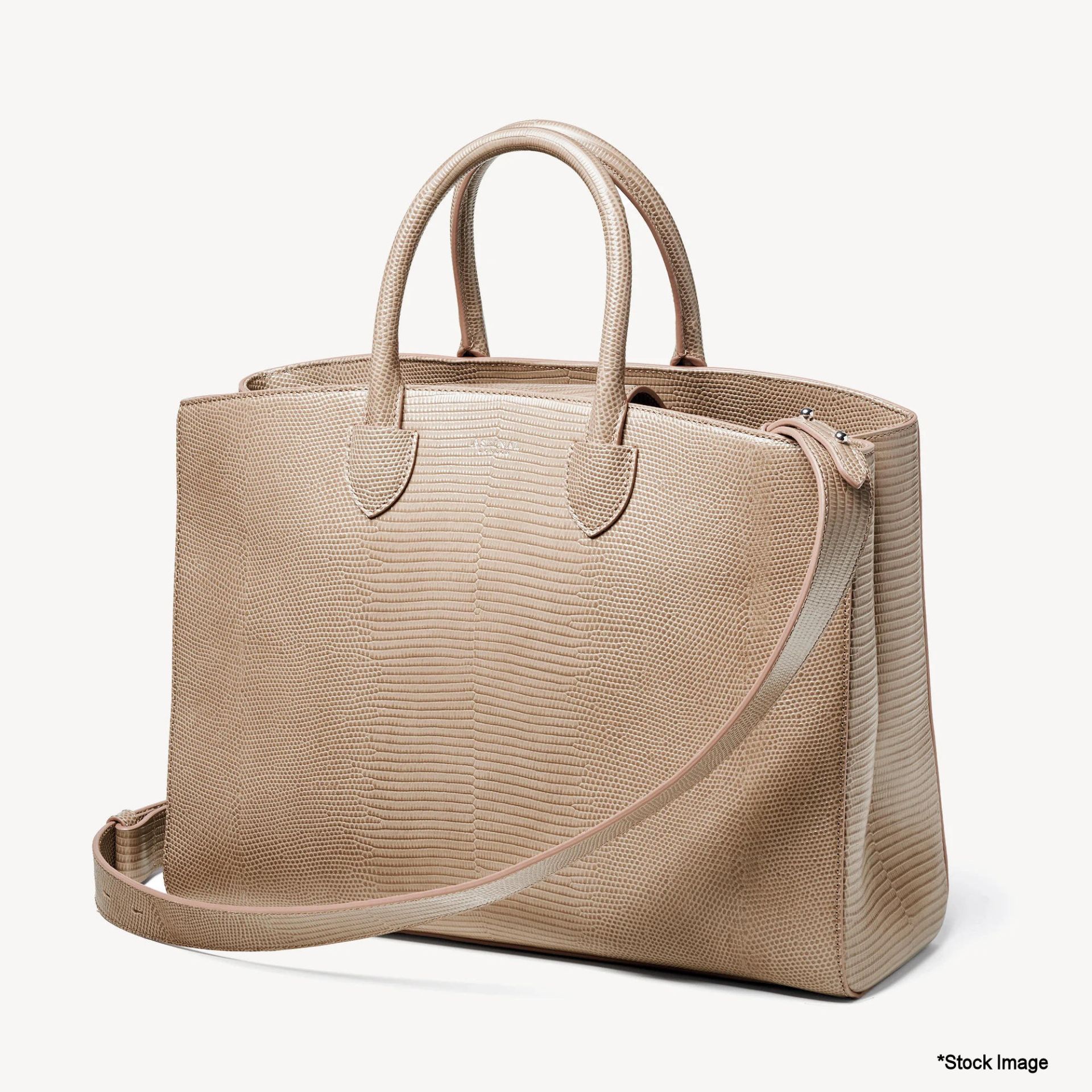 1 x ASPINAL OF LONDON Mini Madison Tote Bag In Latte Lizard - Original RRP £495 - Ref: 7349436/