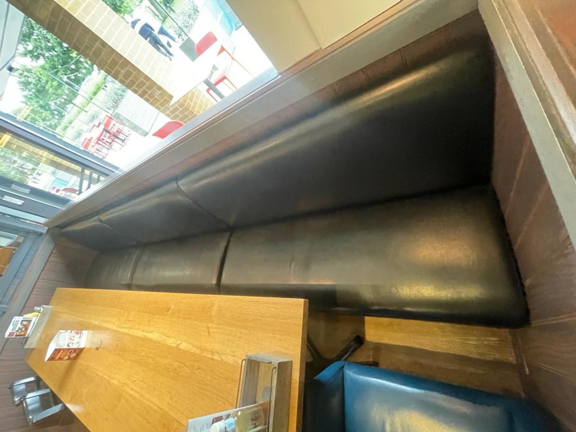 1 x Restaurant Seating Bench With a Black Faux Leather Upholstery - Approx 12ft in Length - Image 3 of 4