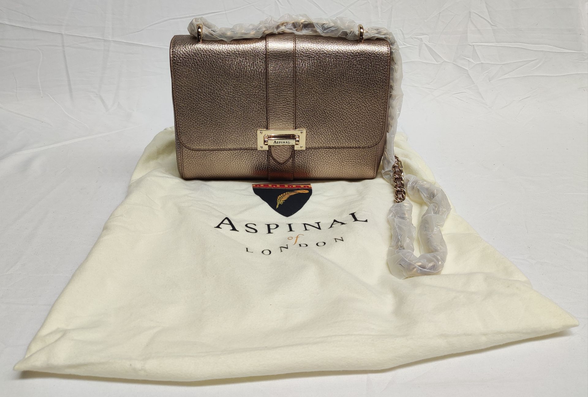 1 x ASPINAL OF LONDON Lottie Small Leather Shoulder Bag In Champagne - New/Boxed - Original RRP £550 - Image 11 of 19