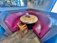 1 x C-Shaped Restaurant Seating Booth With Red Faux Leather Upholstery