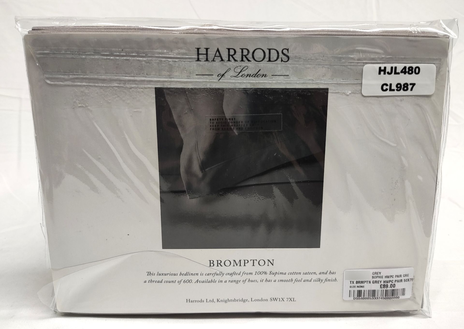 1 x HARRODS OF LONDON Brompton Housewife Pillowcase Pair (50cm X 75cm) - Original RRP £89 - Ref: - Image 2 of 10