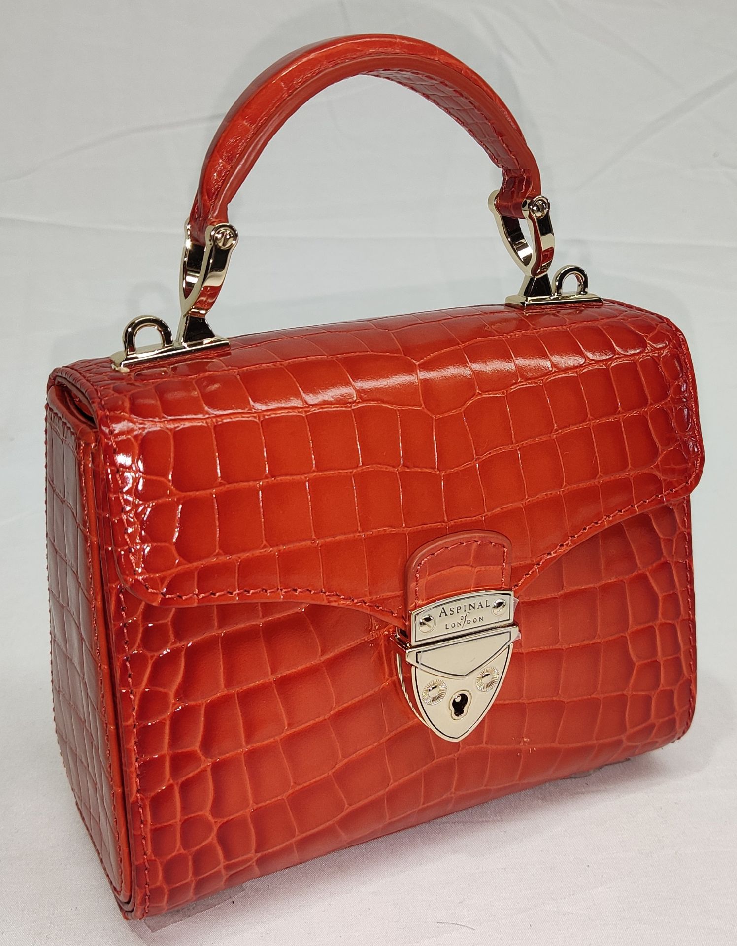 1 x ASPINAL OF LONDON Mayfair Mini Bag In Marmalade Orange - Embossed Crocodile Print - New/ - Image 2 of 27