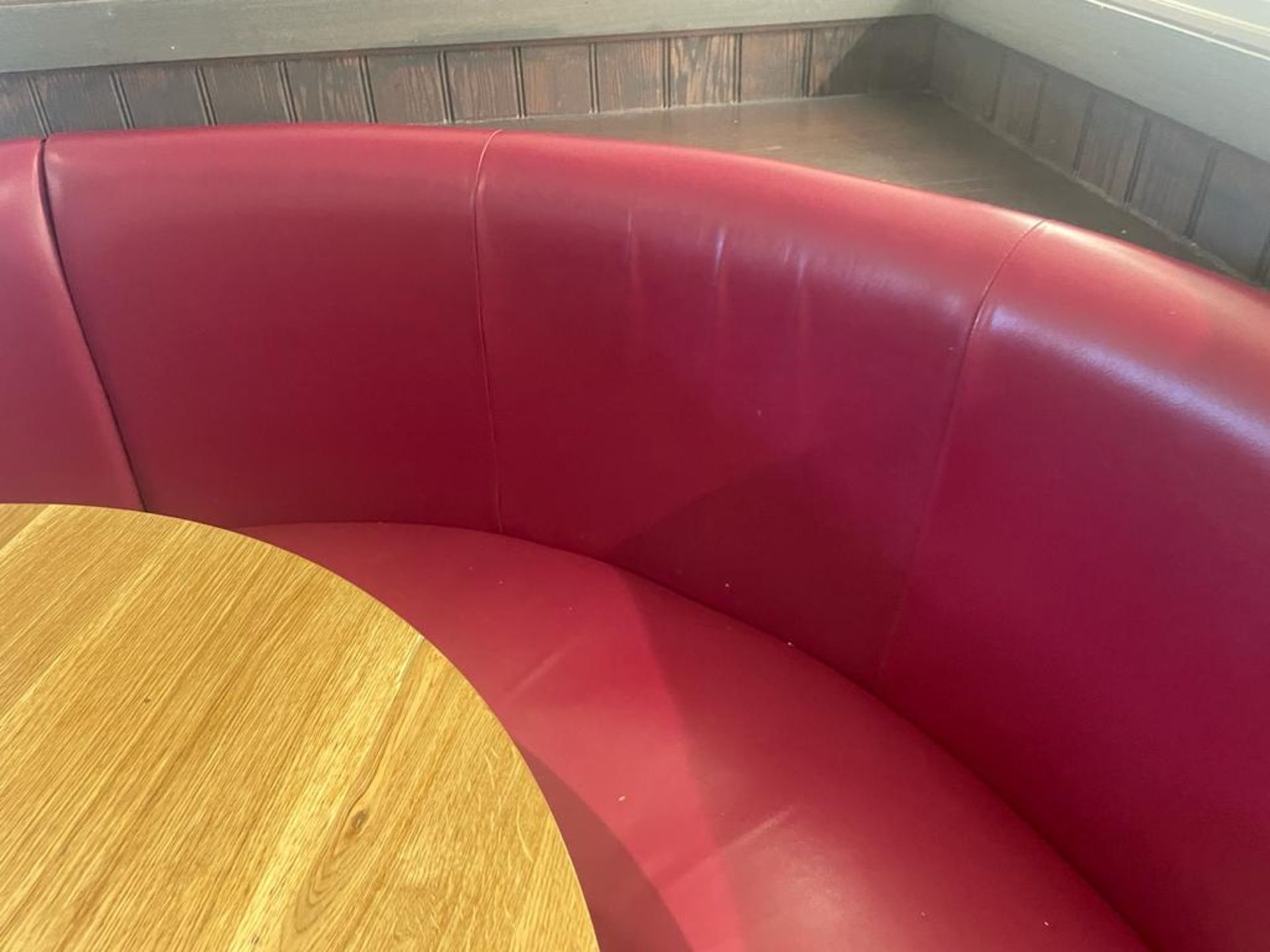 1 x C-Shaped Restaurant Seating Booth With Red Faux Leather Upholstery - Image 6 of 6