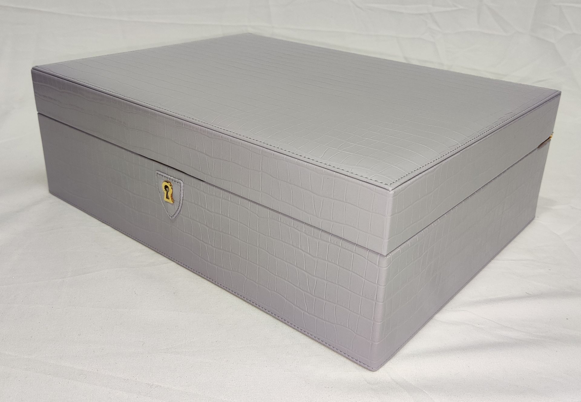 1 x ASPINAL OF LONDON Grand Luxe Jewellery Case In Deep Shine English Lavender Croc - Original - Image 6 of 34