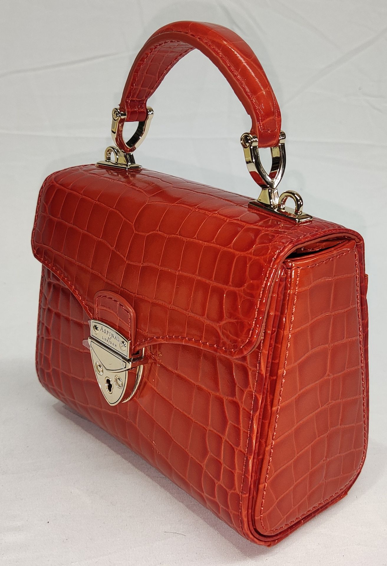 1 x ASPINAL OF LONDON Mayfair Mini Bag In Marmalade Orange - Embossed Crocodile Print - New/ - Image 5 of 27