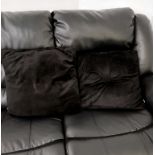 2 x Velvet Black Zip Closing Cushions With Cotton Cushion Pad - Dimensions: 45x45cm - Ref: