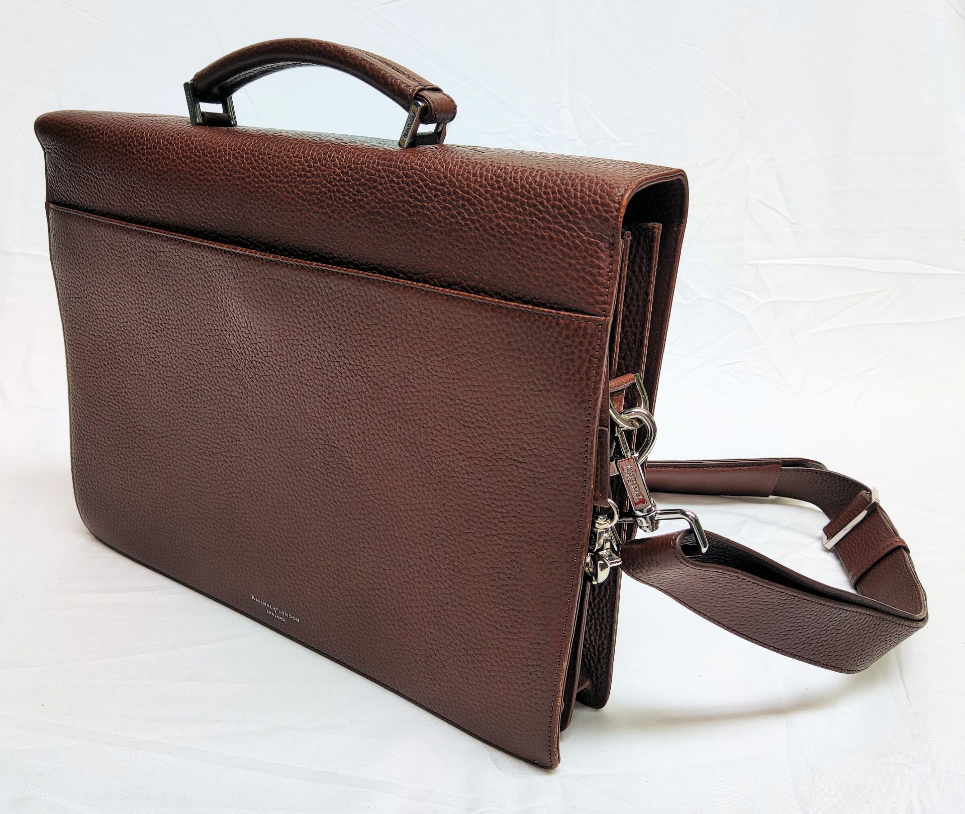 1 x ASPINAL OF LONDON City Laptop Briefcase - Tobacco Pebble - Original RRP £595 - Ref: 7004590/ - Image 11 of 13