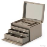 1 x WOLF 'Palermo' Large Luxury Leather Jewellery Box, With A Pewter Finish - Original Price £475.00