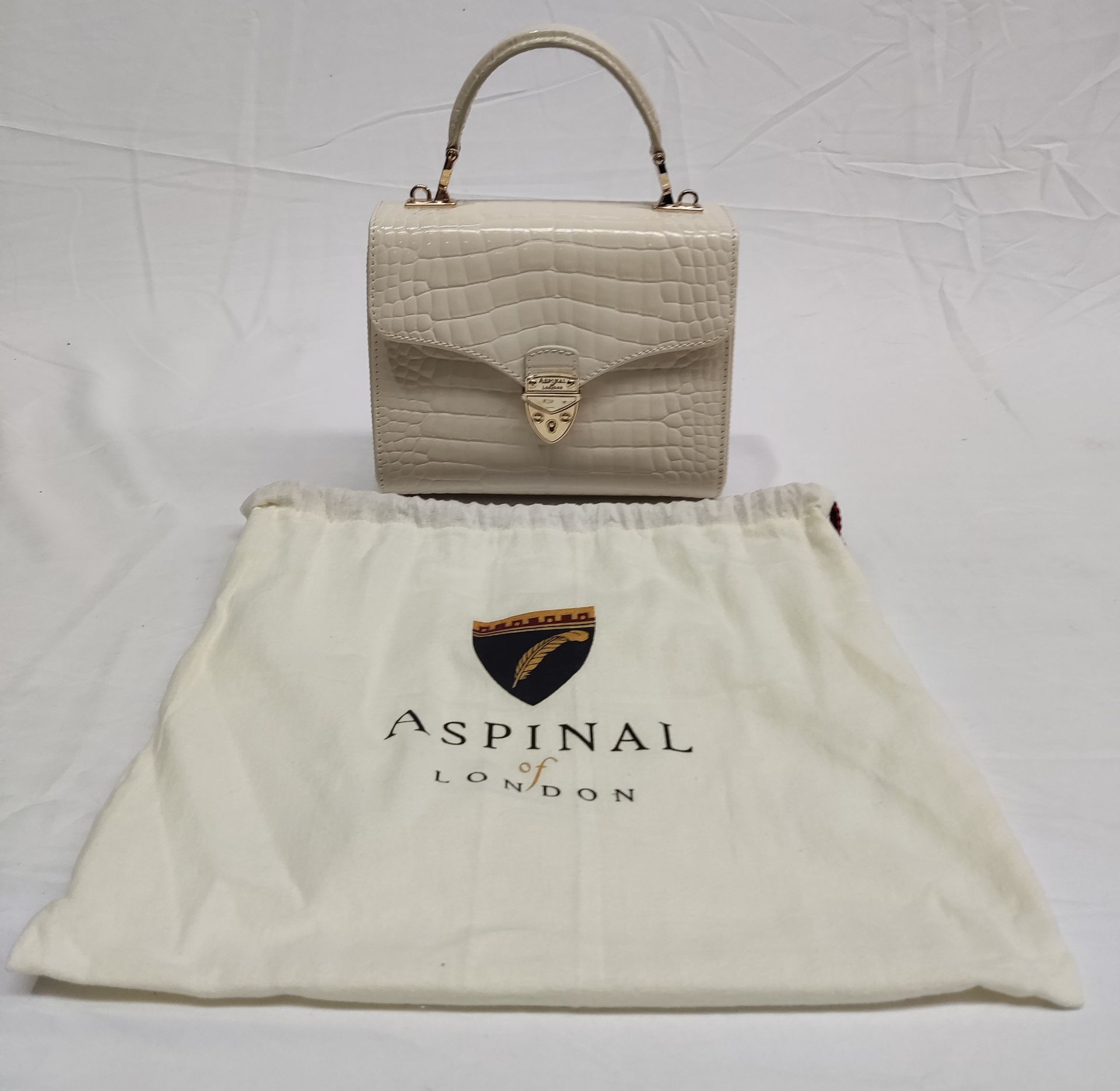 1 x ASPINAL OF LONDON Mayfair Midi Bag In Soft Taupe Patent Croc - Original RRP £595 - Ref: - Image 3 of 24