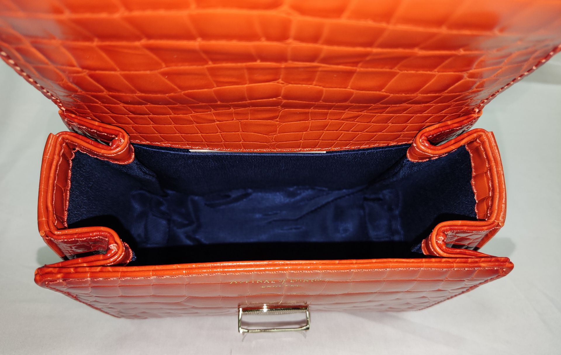 1 x ASPINAL OF LONDON Mayfair Mini Bag In Marmalade Orange - Embossed Crocodile Print - New/ - Image 15 of 27
