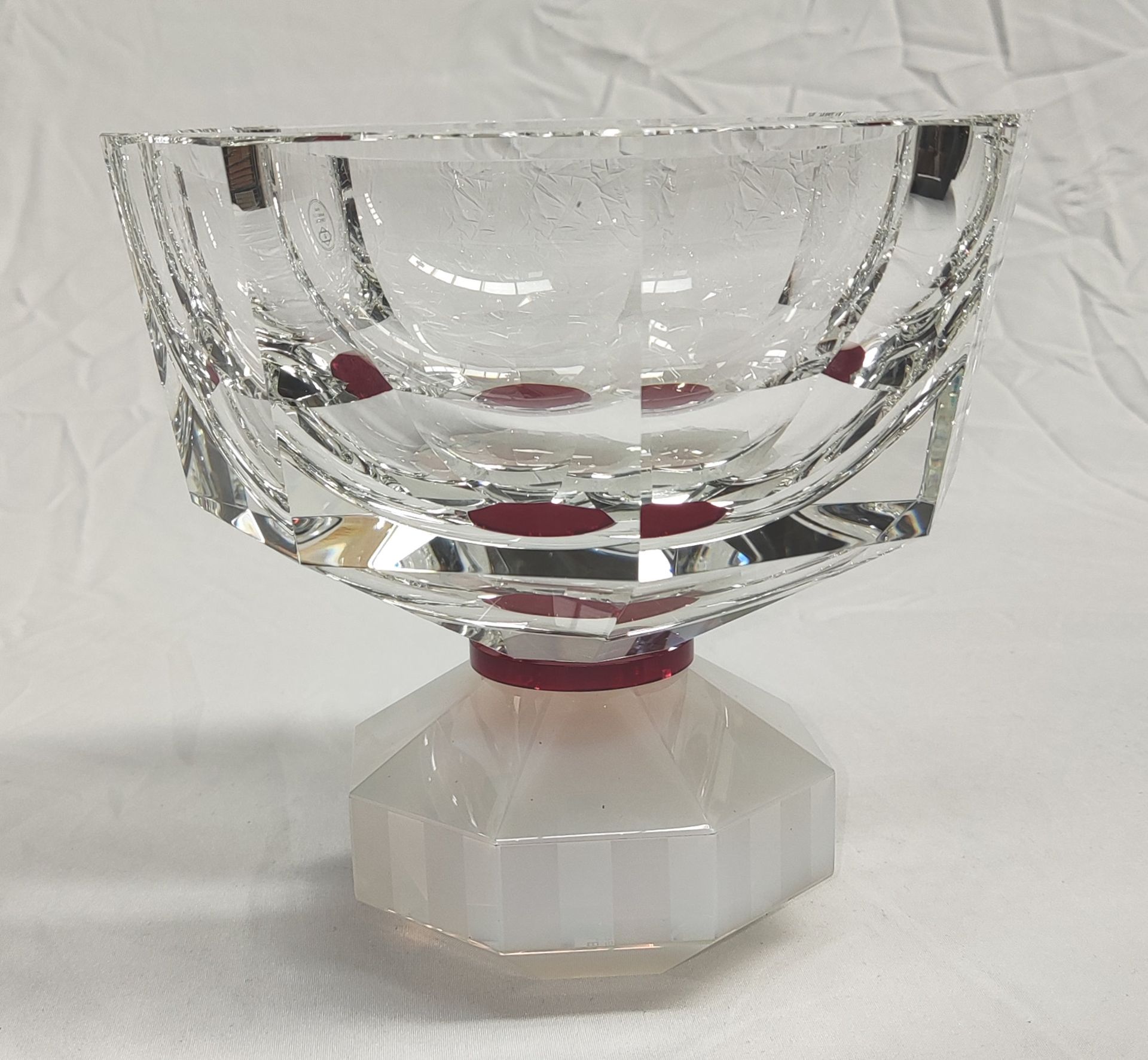 1 x REFLECTIONS COPENHAGEN Halifax Hand-Cut Crystal Glass Bowl In Clear/Milk/Plum - Original RRP £ - Image 15 of 21