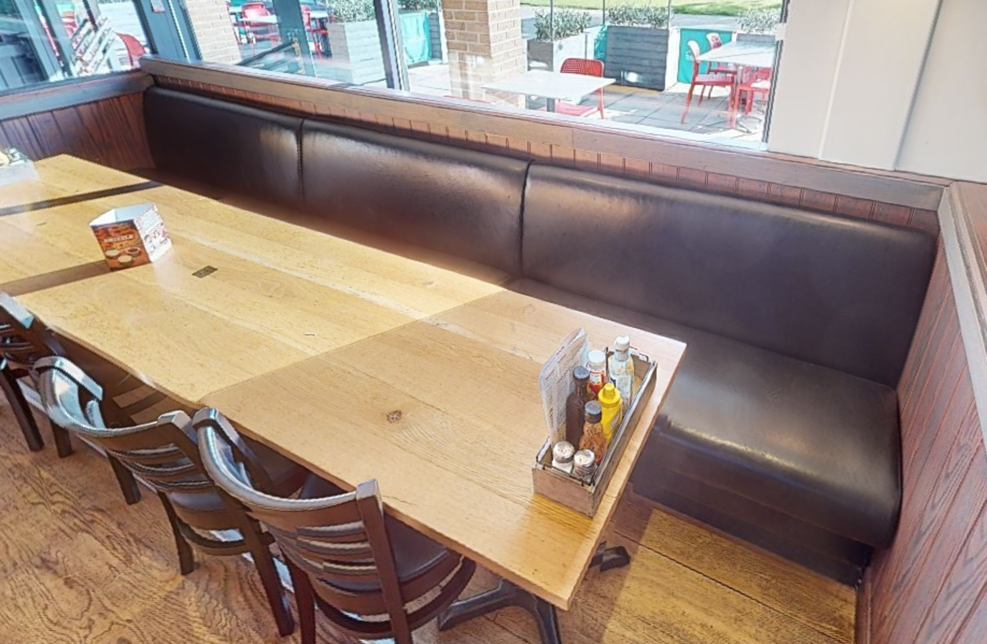 1 x Restaurant Seating Bench With a Black Faux Leather Upholstery - Approx 12ft in Length - Image 2 of 4