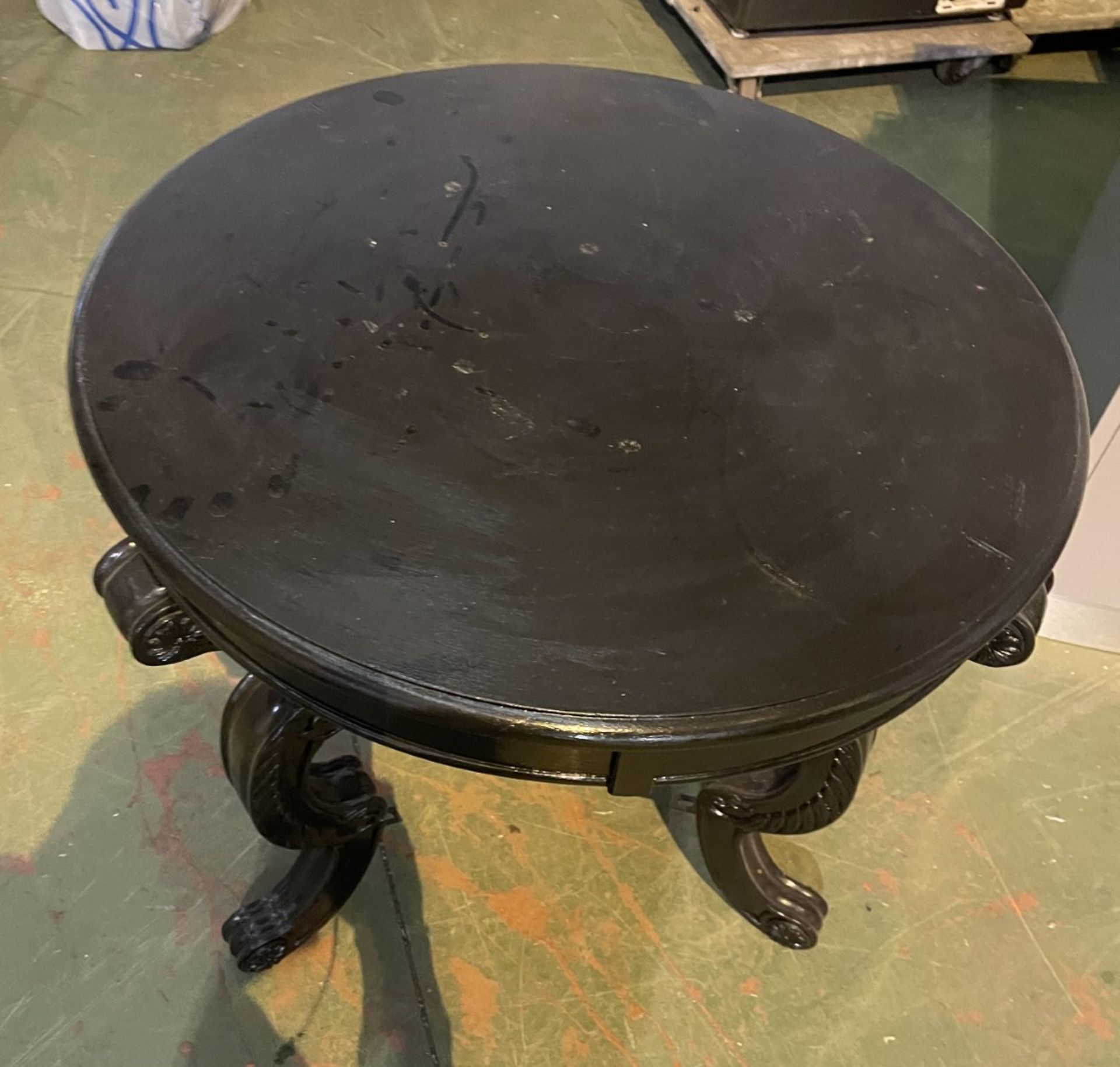 1 x Round Black Painted Wooden Table - Approx 70(D) X 70(H) Cm - Ref: J119 - CL531 - Location: - Image 4 of 5