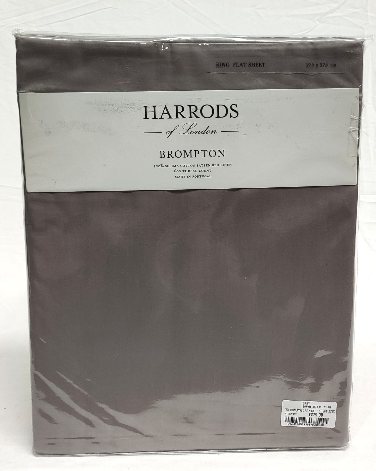 1 x HARRODS OF LONDON Brompton King Flat Sheet (275cm X 275cm) - Grey - Original RRP £279 - Ref: - Image 4 of 11