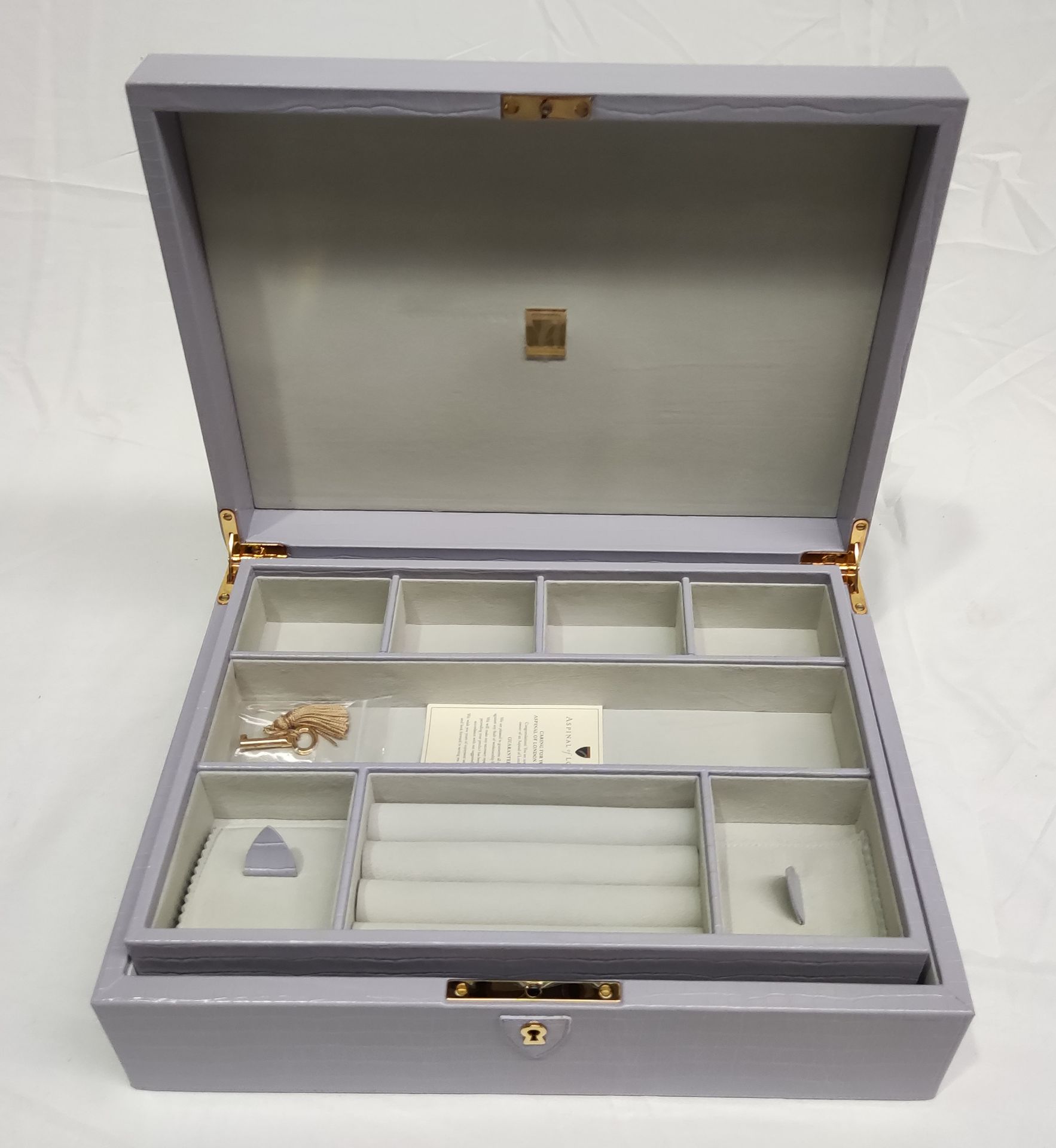 1 x ASPINAL OF LONDON Grand Luxe Jewellery Case In Deep Shine English Lavender Croc - Original - Image 3 of 34