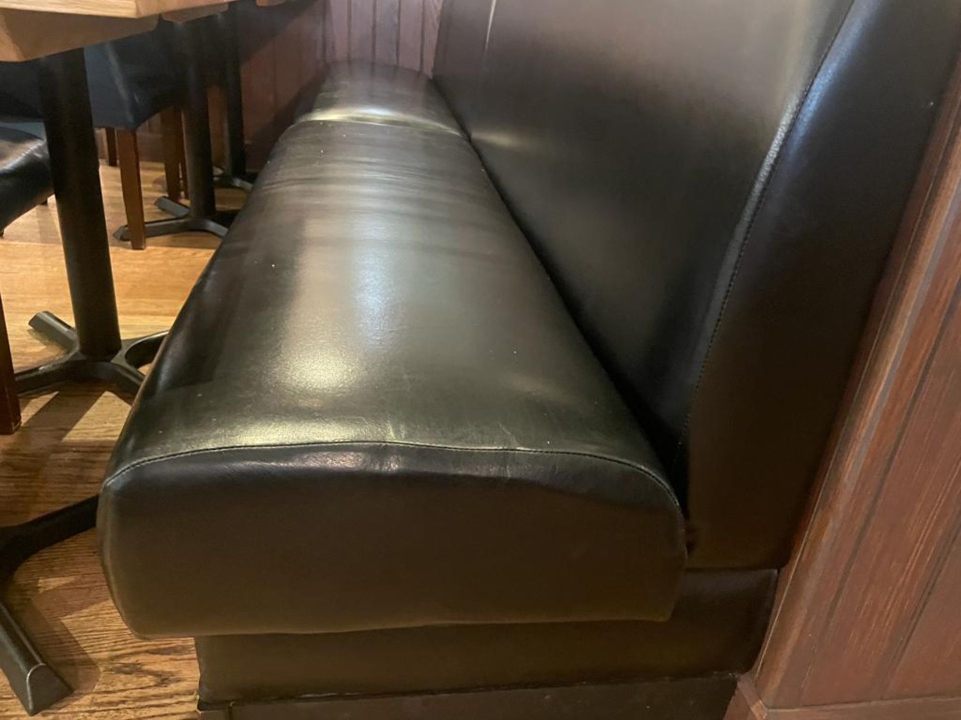 1 x Restaurant Seating Bench With a Black Faux Leather Upholstery - Approx 9ft in Length - Image 6 of 6