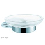 1 x WATERFRONT 'Blade' Glass Soap Dish With Holder In Chrome - Ref: BL520 - Unused Boxed Stock -