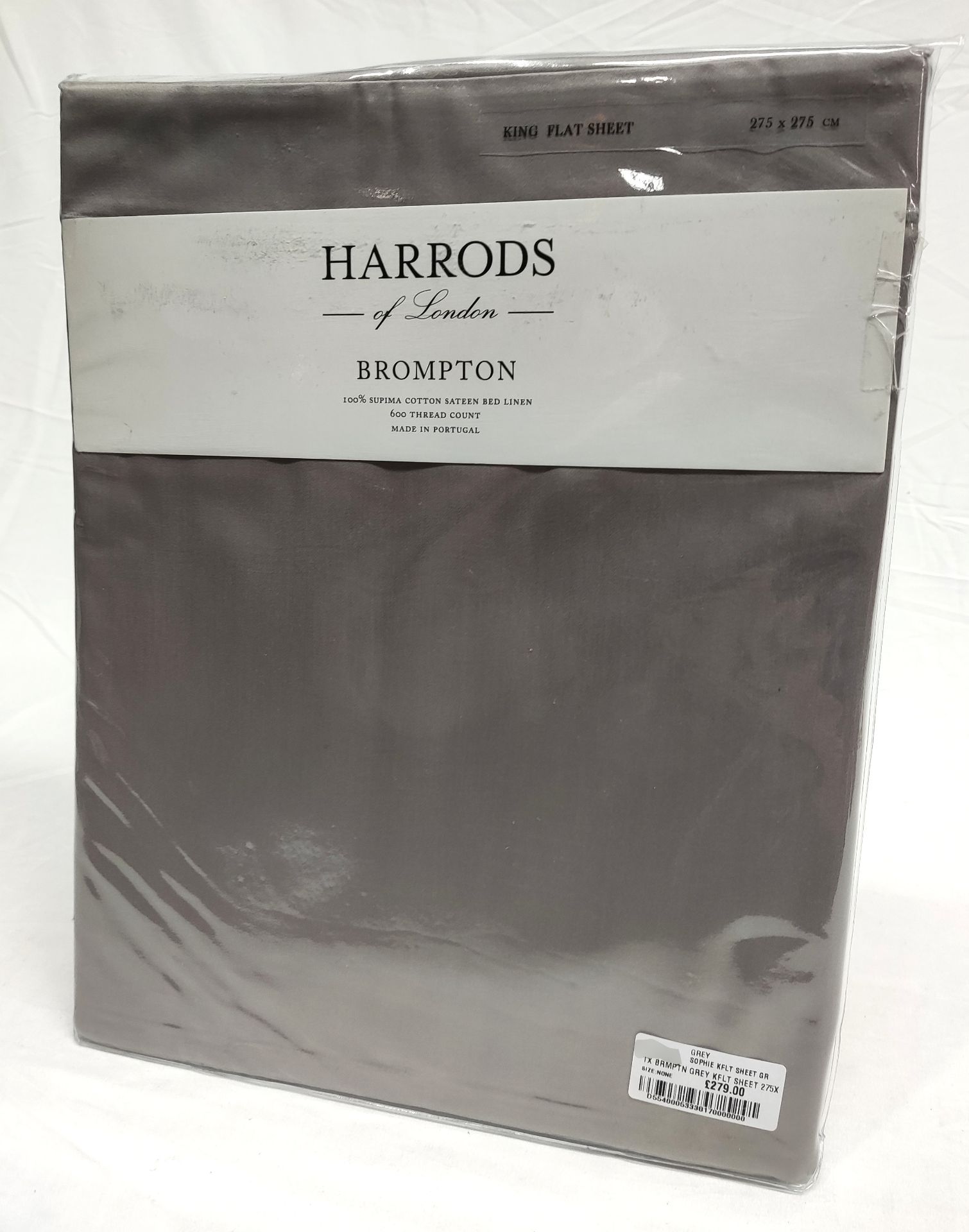 1 x HARRODS OF LONDON Brompton King Flat Sheet (275cm X 275cm) - Grey - Original RRP £279 - Ref: - Image 2 of 11