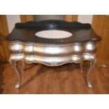 1 x GODI Impressive Marble Topped Vanity Basin Unit With Matching Stool, both with a Silver Leaf