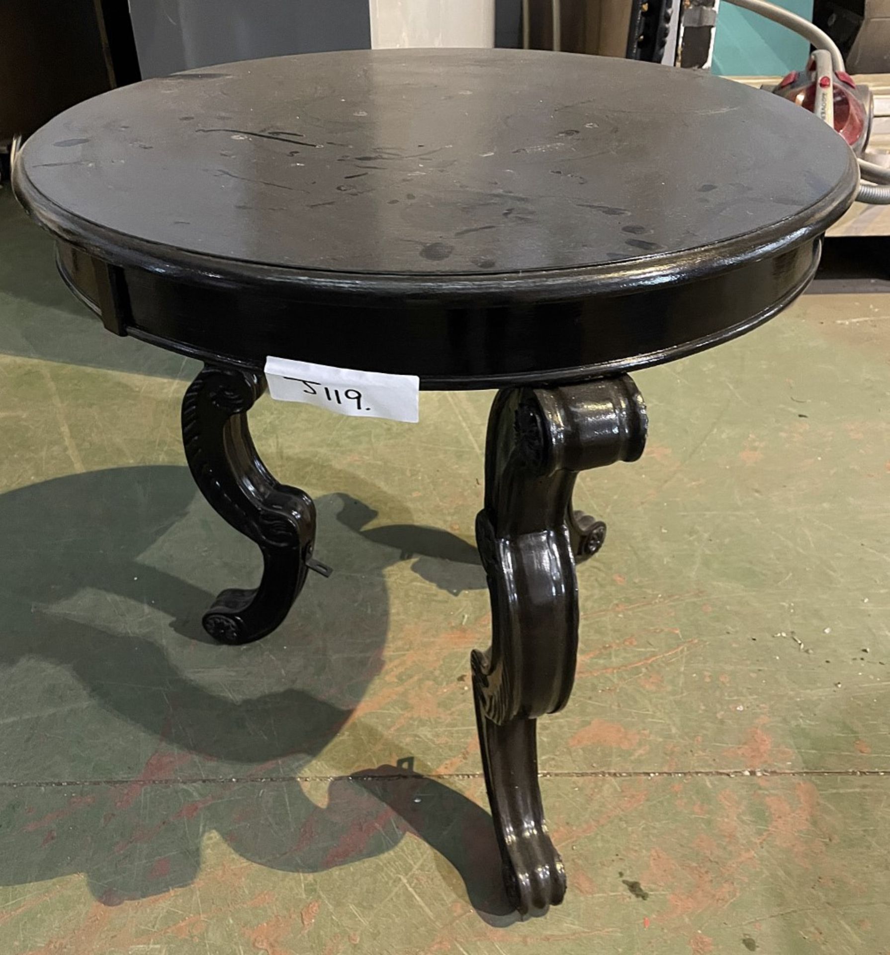 1 x Round Black Painted Wooden Table - Approx 70(D) X 70(H) Cm - Ref: J119 - CL531 - Location: - Image 3 of 5
