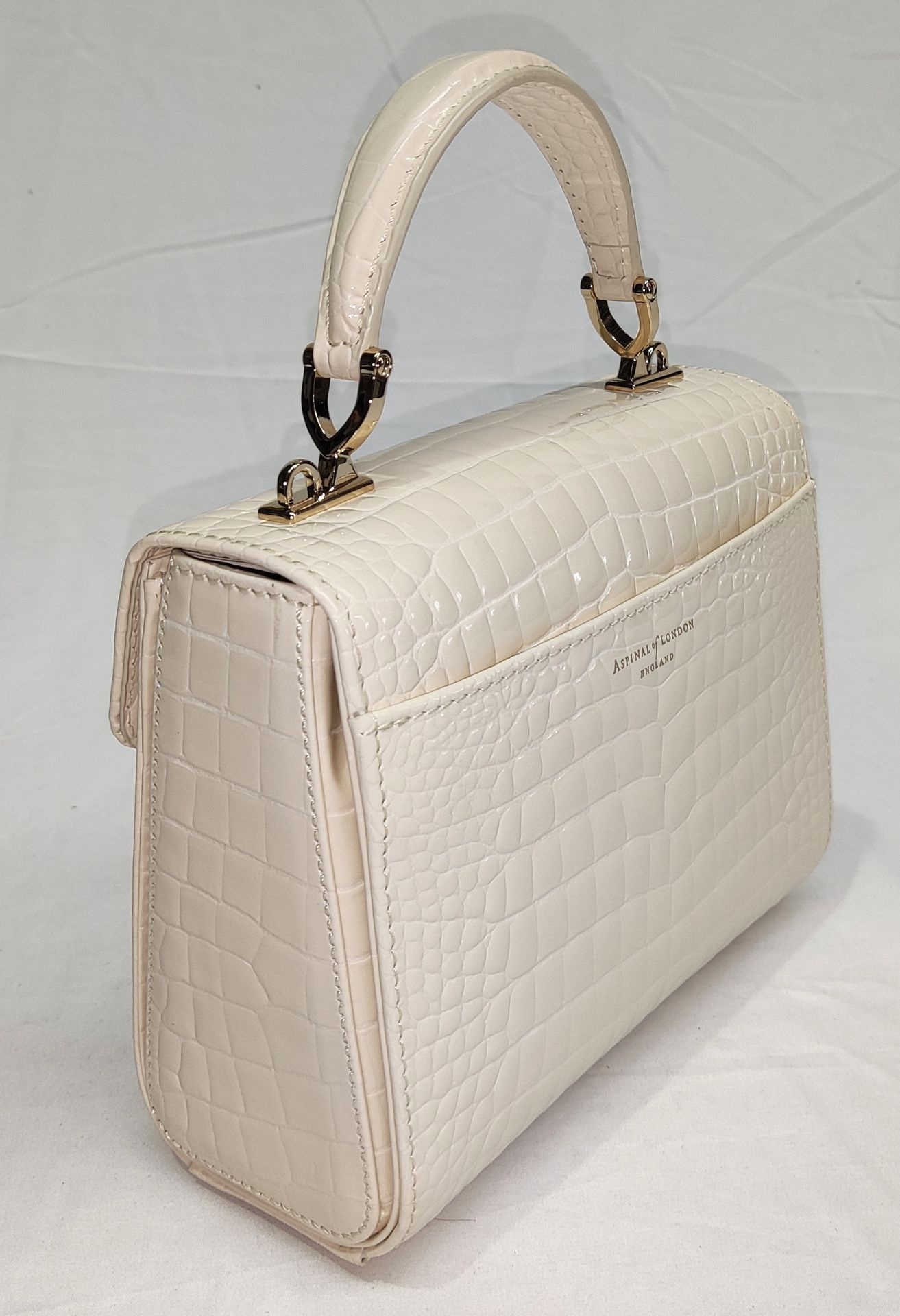 1 x ASPINAL OF LONDON Mayfair Midi Bag In Soft Taupe Patent Croc - Original RRP £595 - Ref: - Image 14 of 24