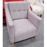 1 x Large Commercial Armchair Upholstered In A Grey & Purple Premium Fabric - Professionally