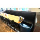 1 x Restaurant Seating Bench With a Black Faux Leather Upholstery - Approx 12ft in Length