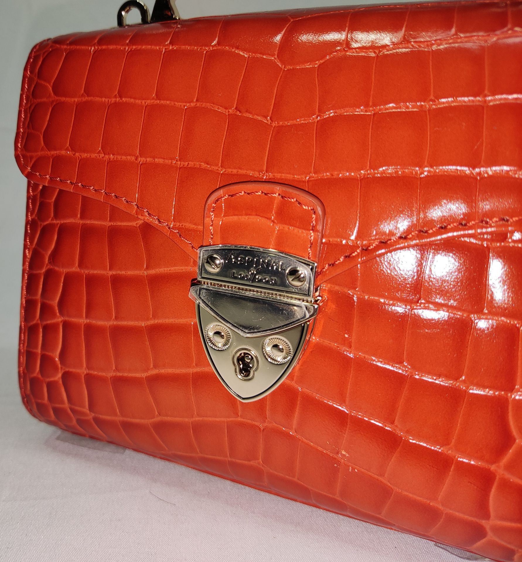 1 x ASPINAL OF LONDON Mayfair Mini Bag In Marmalade Orange - Embossed Crocodile Print - New/ - Image 10 of 27