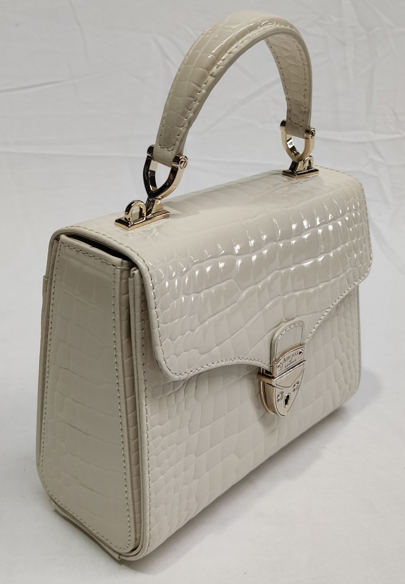 1 x ASPINAL OF LONDON Mayfair Midi Bag In Soft Taupe Patent Croc - Original RRP £595 - Ref: - Image 4 of 24