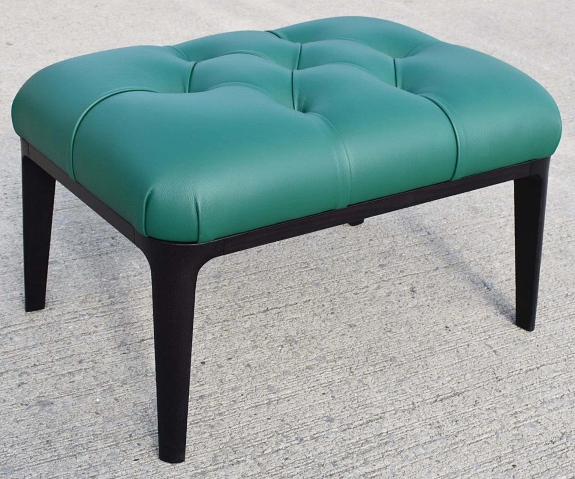 1 x POLTRONA FRAU 'Glenn' Soft Leather Upholstered Footstool In Green/Wenge - Original Price £1,488 - Image 3 of 4