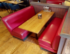 4 x Restaurant Seating Benches in a Red Faux Leather Upholstery