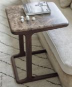 1 x PORADA SCRIPT Square Designer Solid Wood Side Table With Marble Top - Original Price £1,300