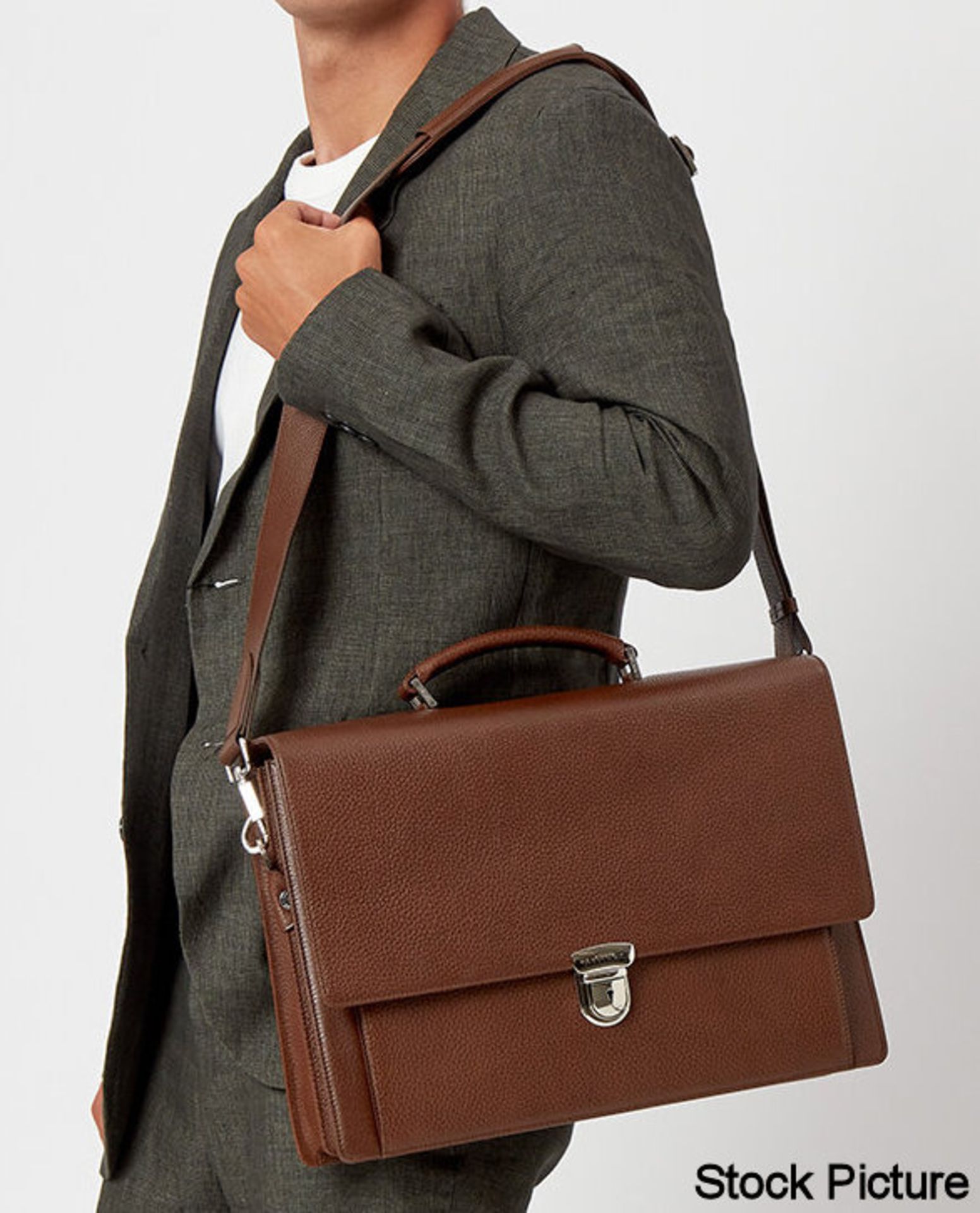 1 x ASPINAL OF LONDON City Laptop Briefcase - Tobacco Pebble - Original RRP £595 - Ref: 7004590/