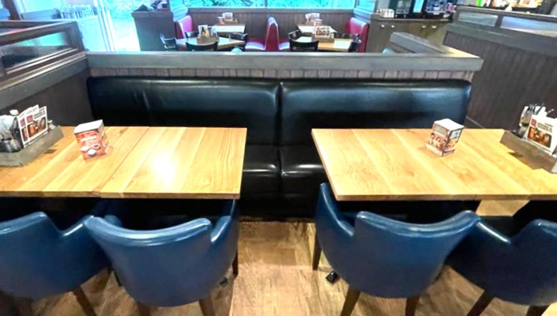 1 x Restaurant Seating Bench With a Black Faux Leather Upholstery - Approx 9ft in Length - Image 2 of 6