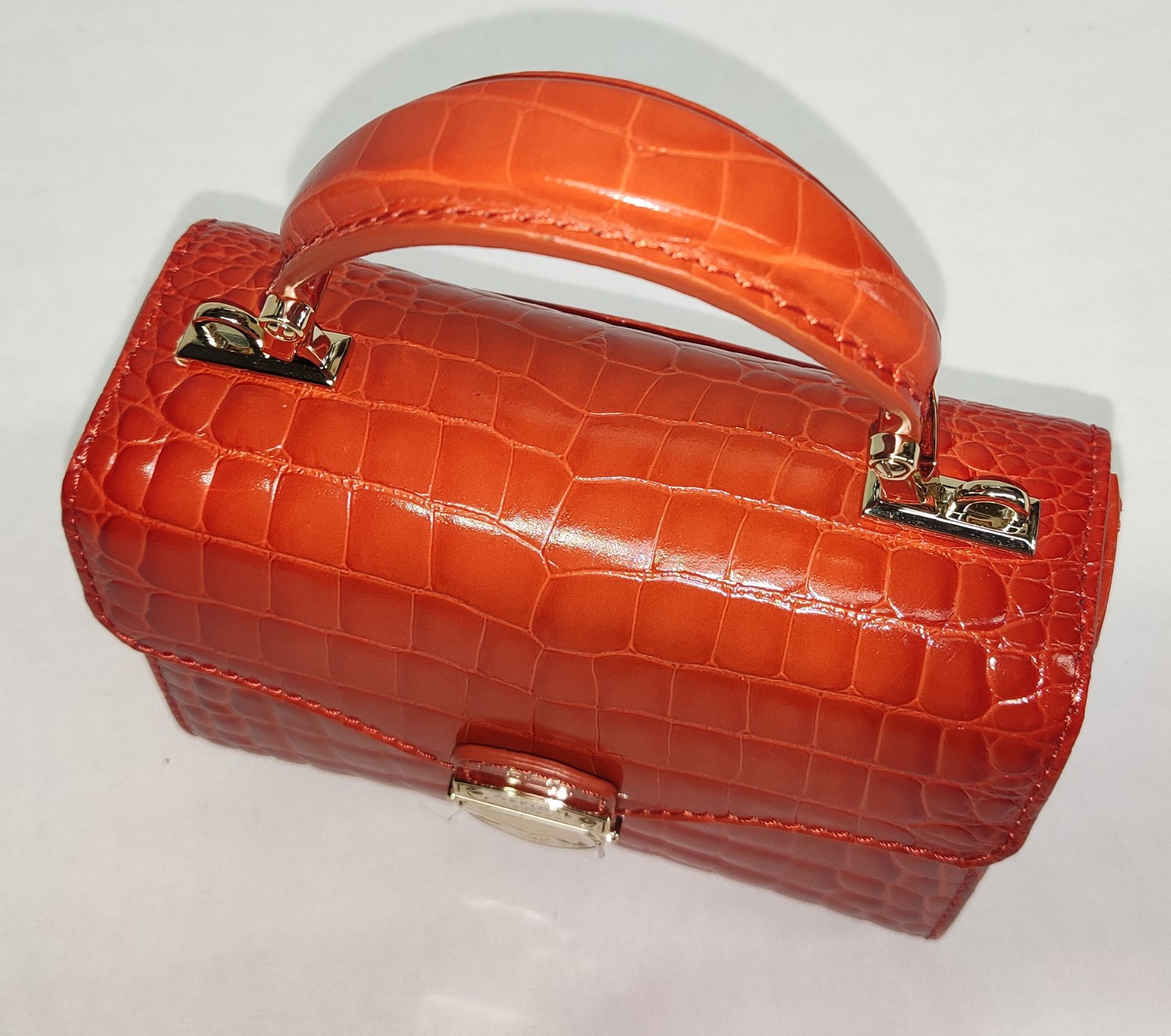 1 x ASPINAL OF LONDON Mayfair Mini Bag In Marmalade Orange - Embossed Crocodile Print - New/ - Image 9 of 27