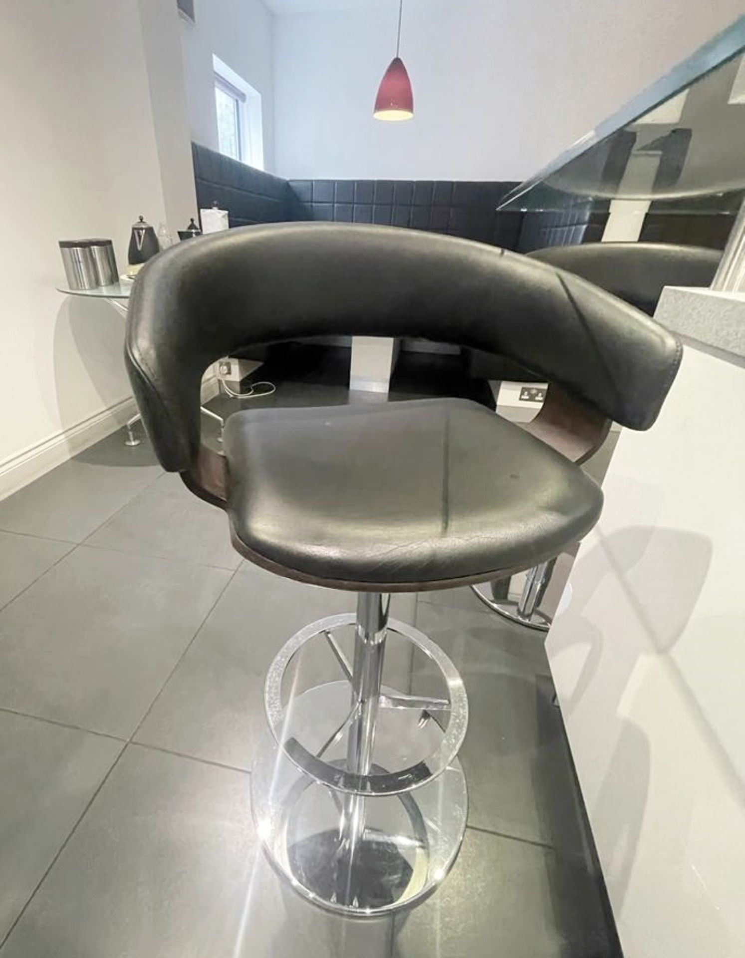 4 x Genuine ALLERMUIR 'Mollie' Designer Black Leather Bar Stools - Ref: CL872 - Location: Padiham, - Image 12 of 16