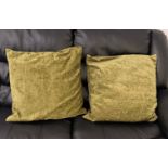 2 x Large Velvet Chenille Green Cushion With Cotton Inners And Zip Closing - Dimension 50x50cm -