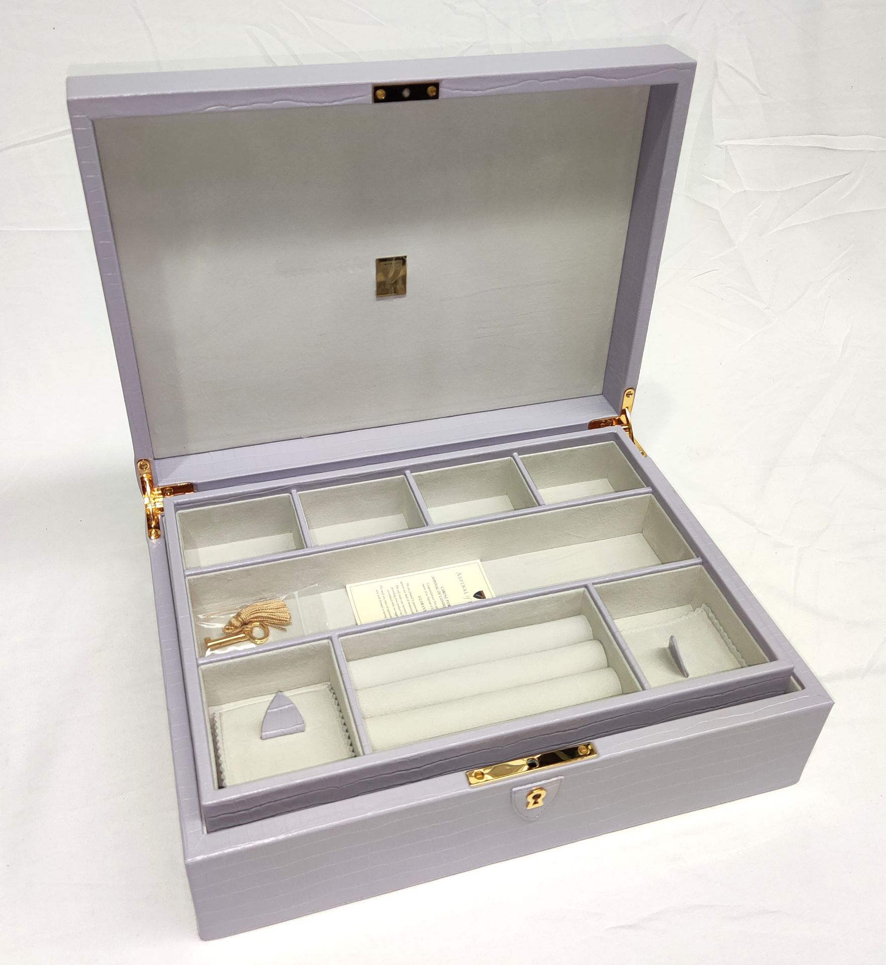 1 x ASPINAL OF LONDON Grand Luxe Jewellery Case In Deep Shine English Lavender Croc - Original - Image 8 of 34