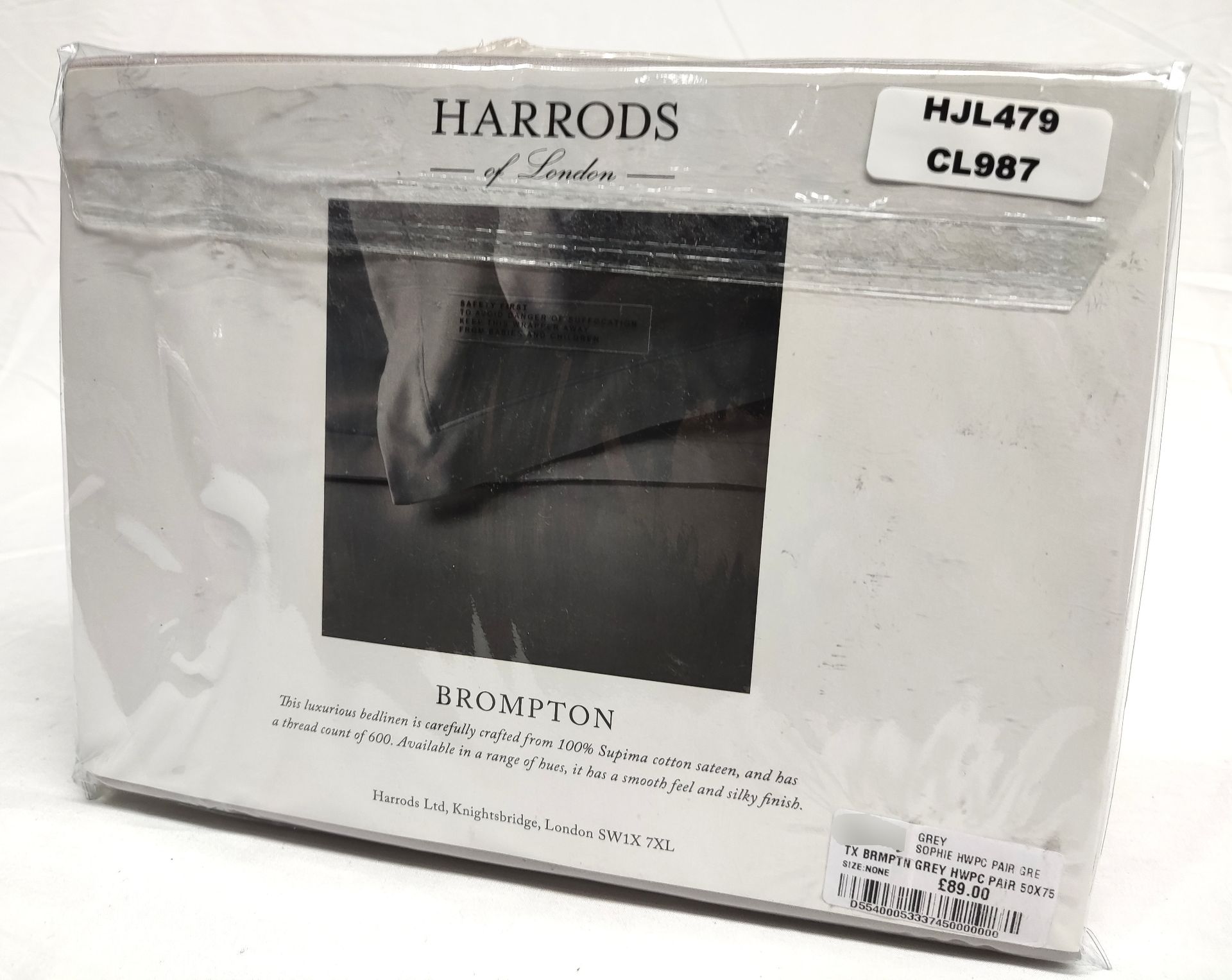 1 x HARRODS OF LONDON Brompton Housewife Pillowcase Pair (50cm X 75cm) - Original RRP £89 - Ref: - Image 2 of 9